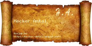 Hecker Antal névjegykártya